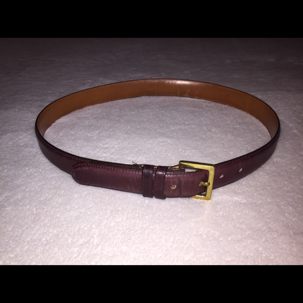 Mens Vintage Coach Leather Belt Solid Brass Buckle